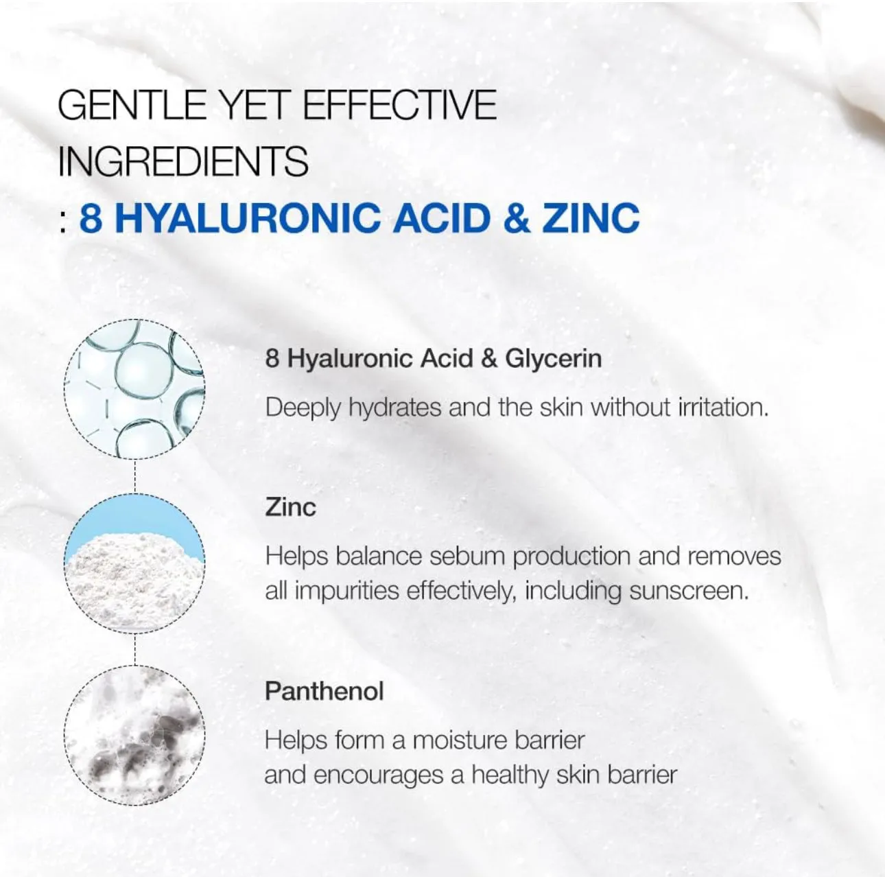 ANUA HYDRATING GENTLE FOAMIN CLEANSER WITH HYALURONIC ACID, ZINC, PANTHENOL, GLYCERIN