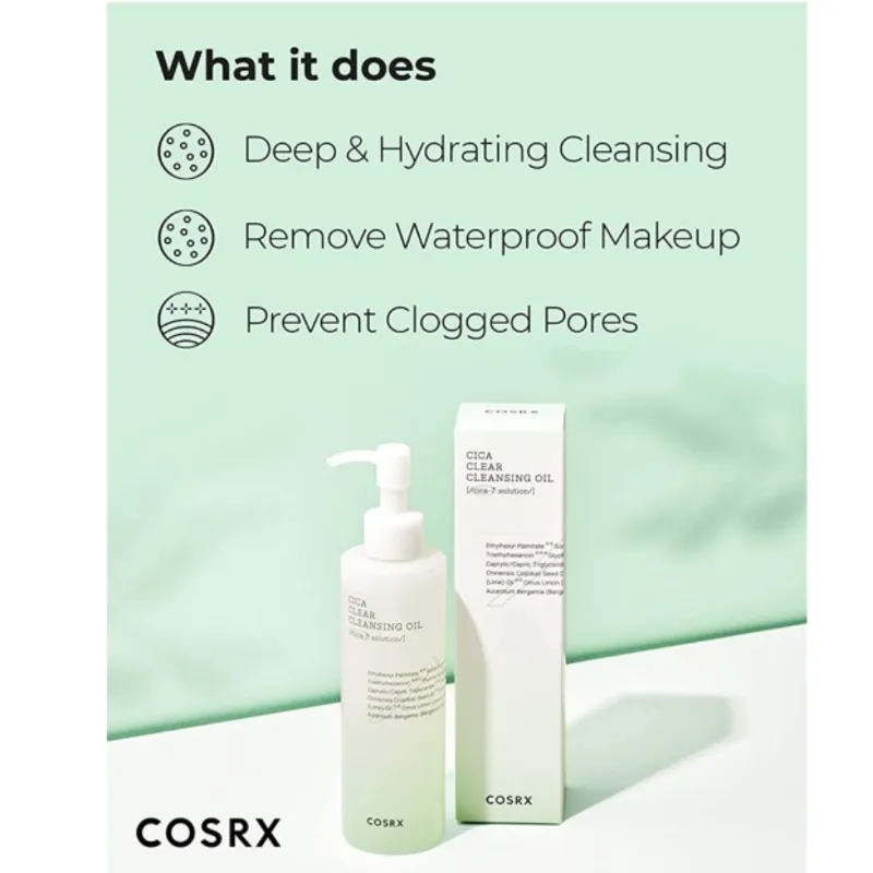 COSRX Pure Fit Cica Clear Cleansing Oil 200ml   Creamy Foam Cleanser 150ml SET