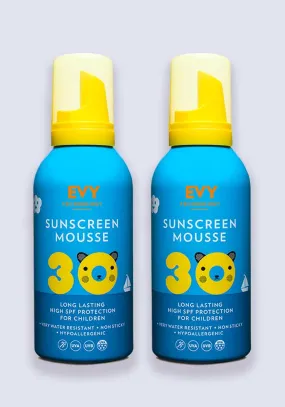 EVY Kids Sunscreen Mousse SPF 30 150ml - 2 Pack Saver