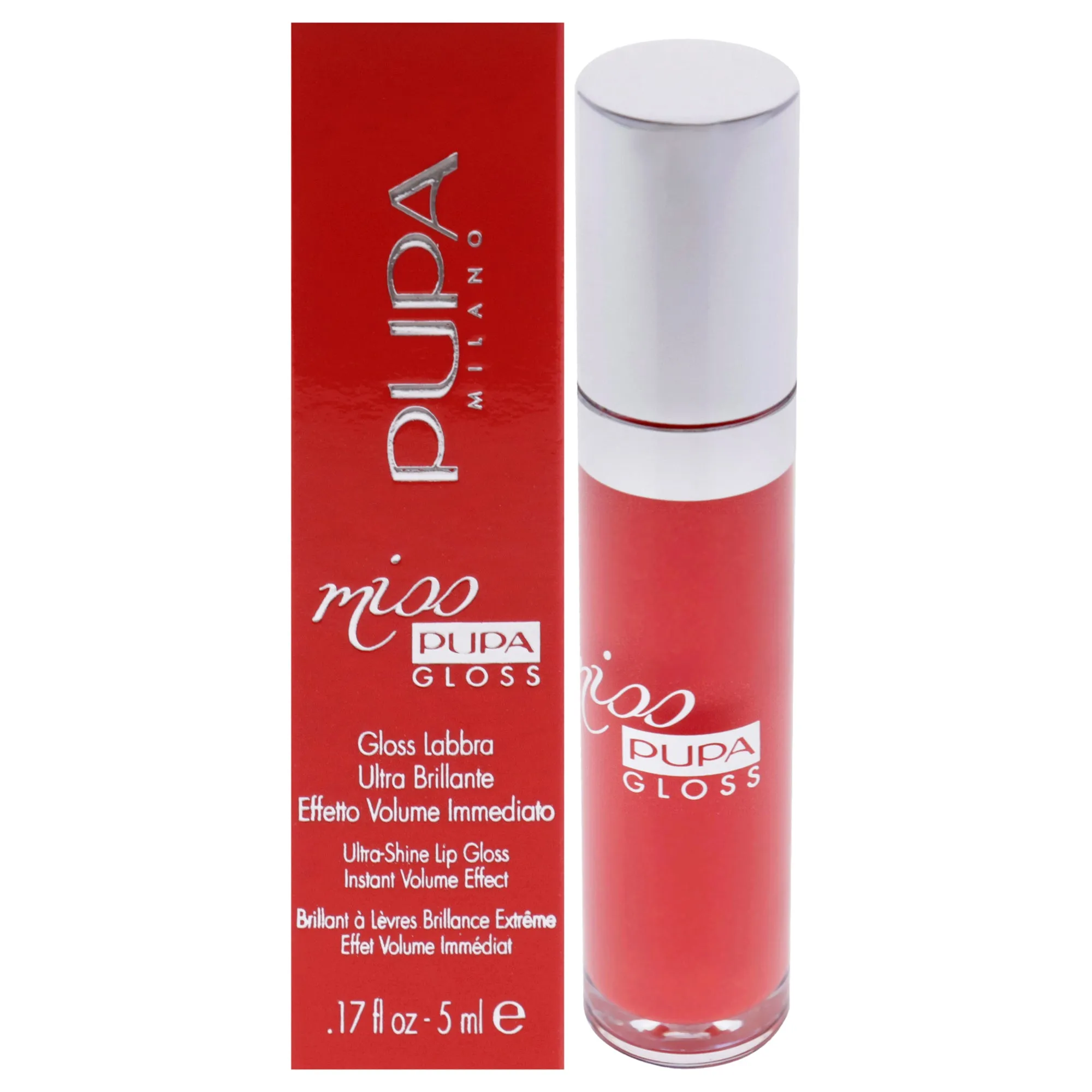 Miss Pupa Gloss Ultra-Shine Lip Gloss - 203 Coral Emotion by Pupa Milano for Women - 0.17 oz Lip Gloss