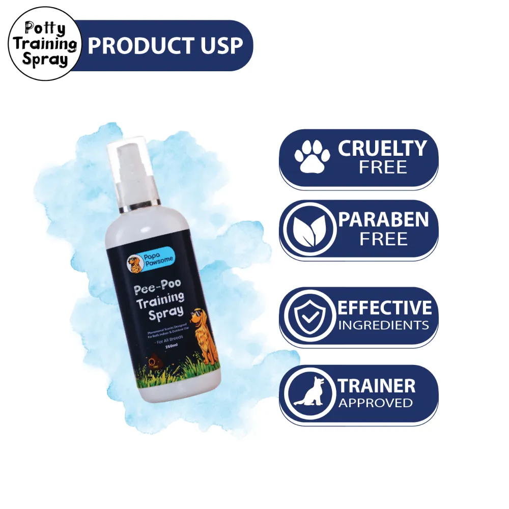 Papa Pawsome Pee Poo Potty Training Spray and Palm Brush for Dogs and Cats