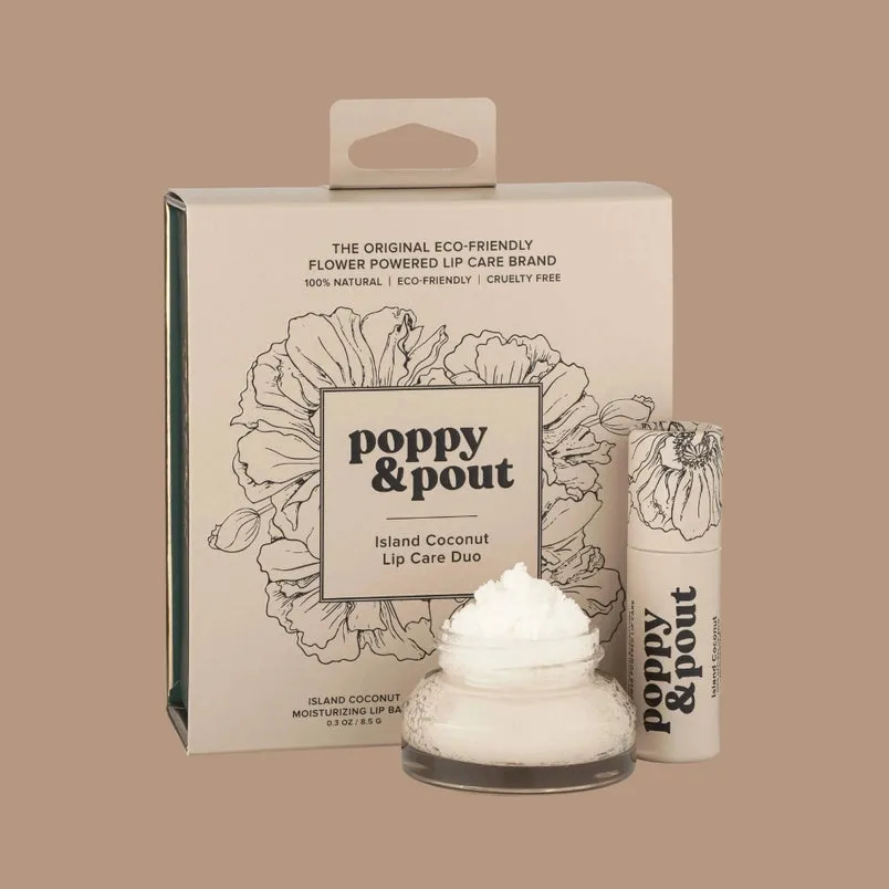 Poppy & Pout Gift Set, Lip Care Duo, Island Coconut