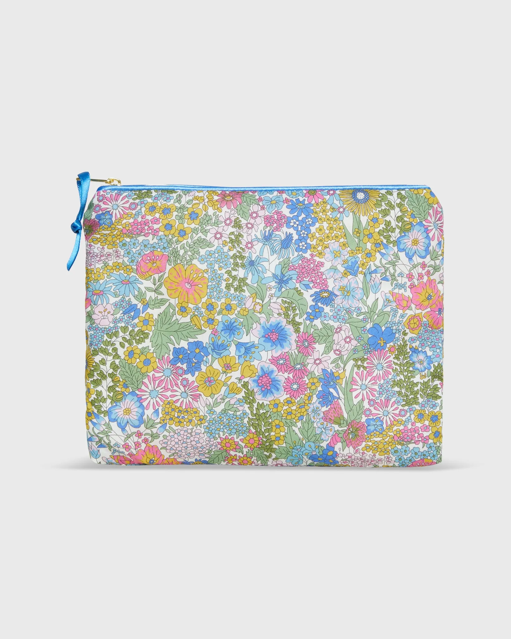 Soft Small Zip Pouch in Blue Multi Margaret Annie Liberty Fabric