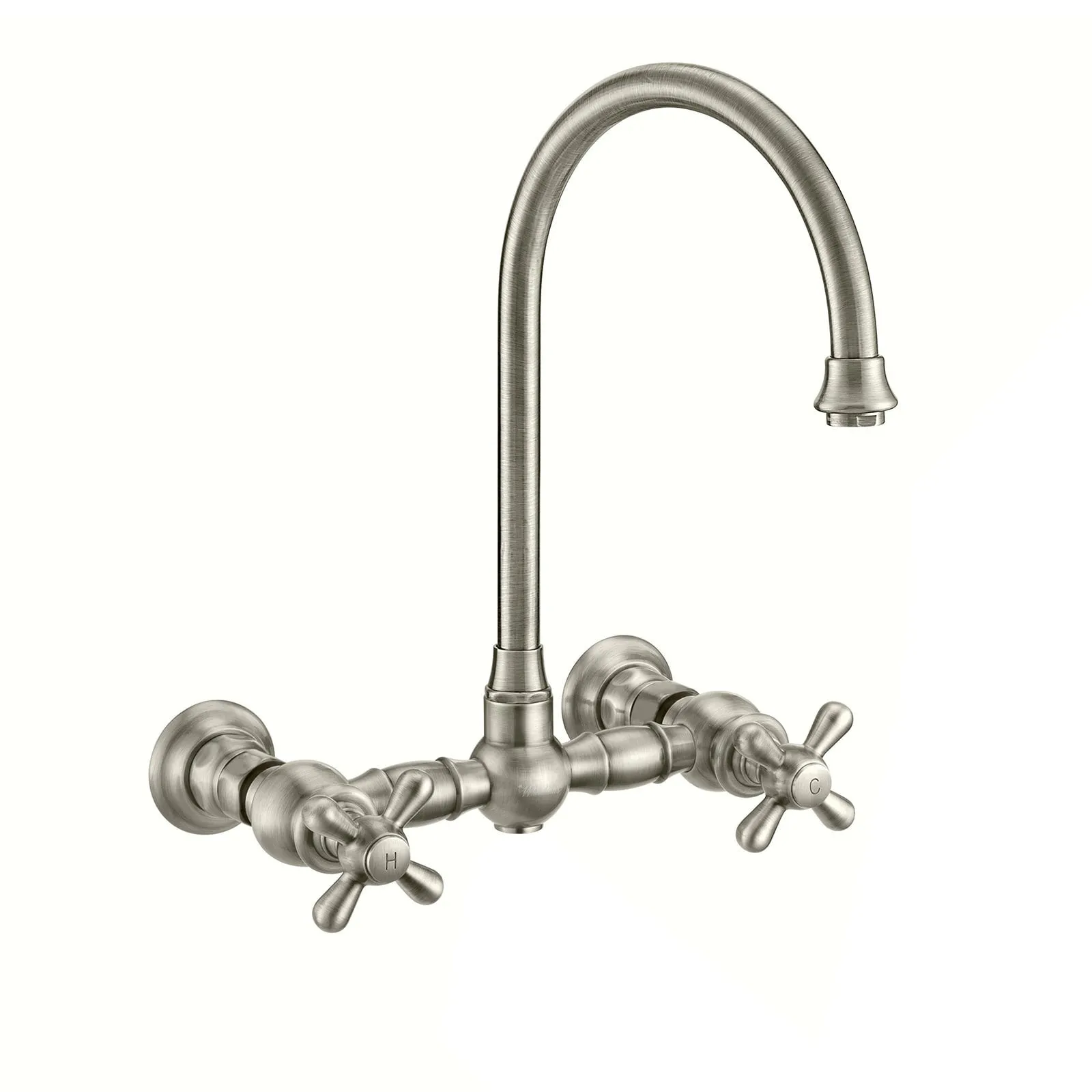 Whitehaus WHKWCR3-9301-NT-BN Vintage III Plus Wall Mount Faucet with Side Spray