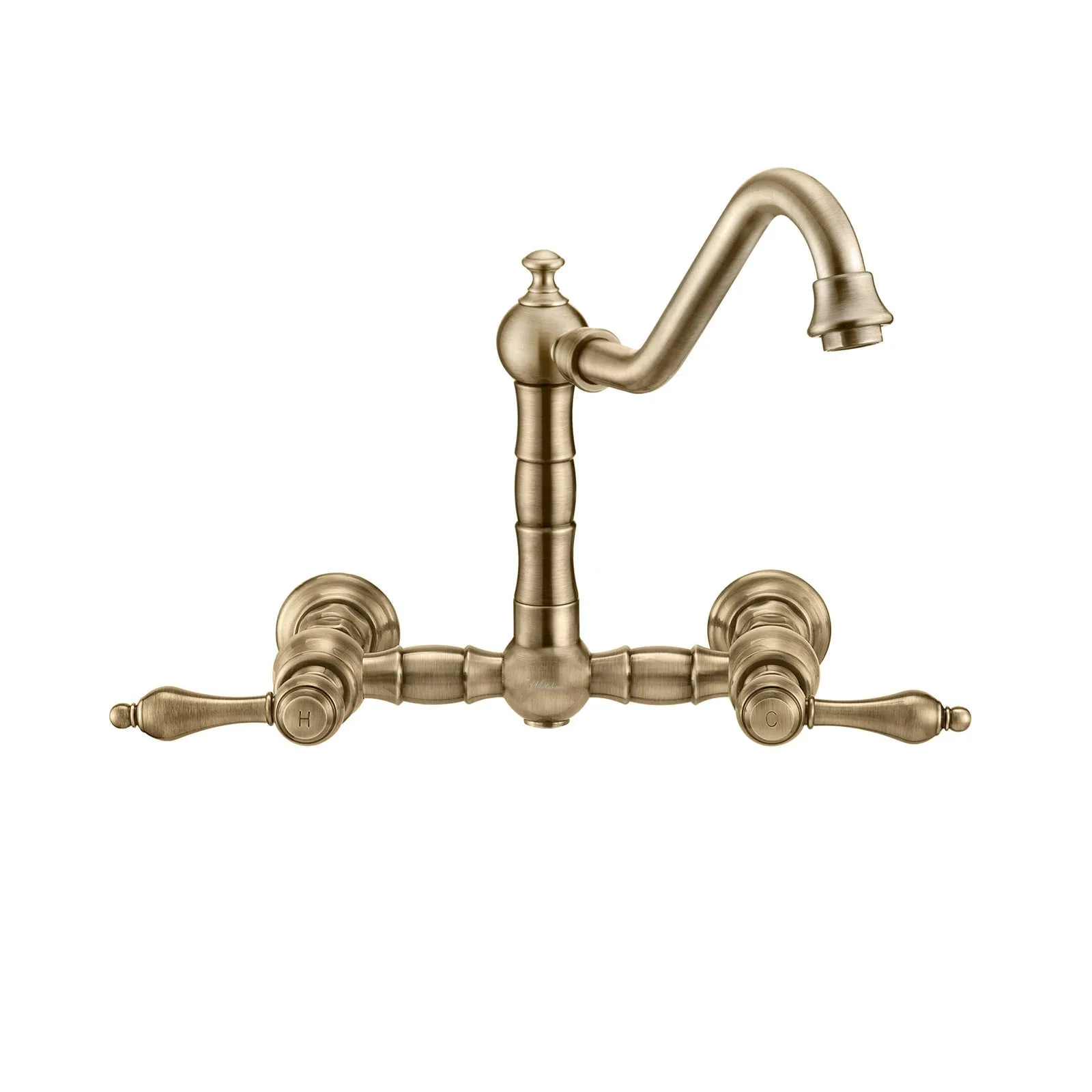 Whitehaus WHKWLV3-9402-NT-AB Vintage III Plus Wall Mount Faucet with a Swivel Spout and Side Spray